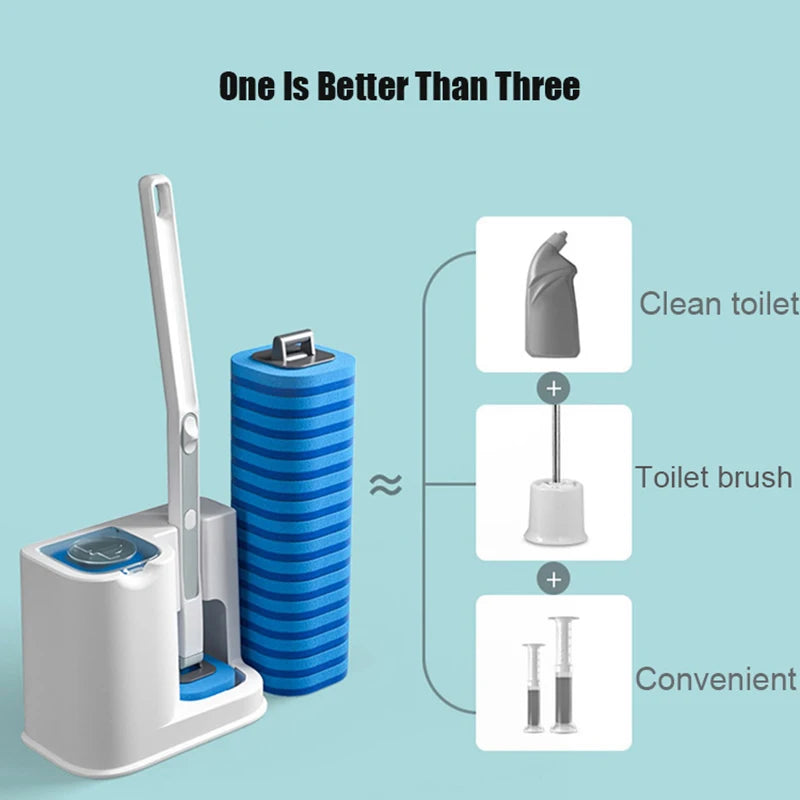Disposable Toilet Brush with Replacement Brush Head Wall-Mounted No