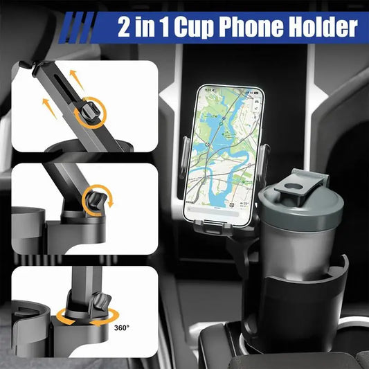 Car Cup Holder & Phone Mount Rotatable
