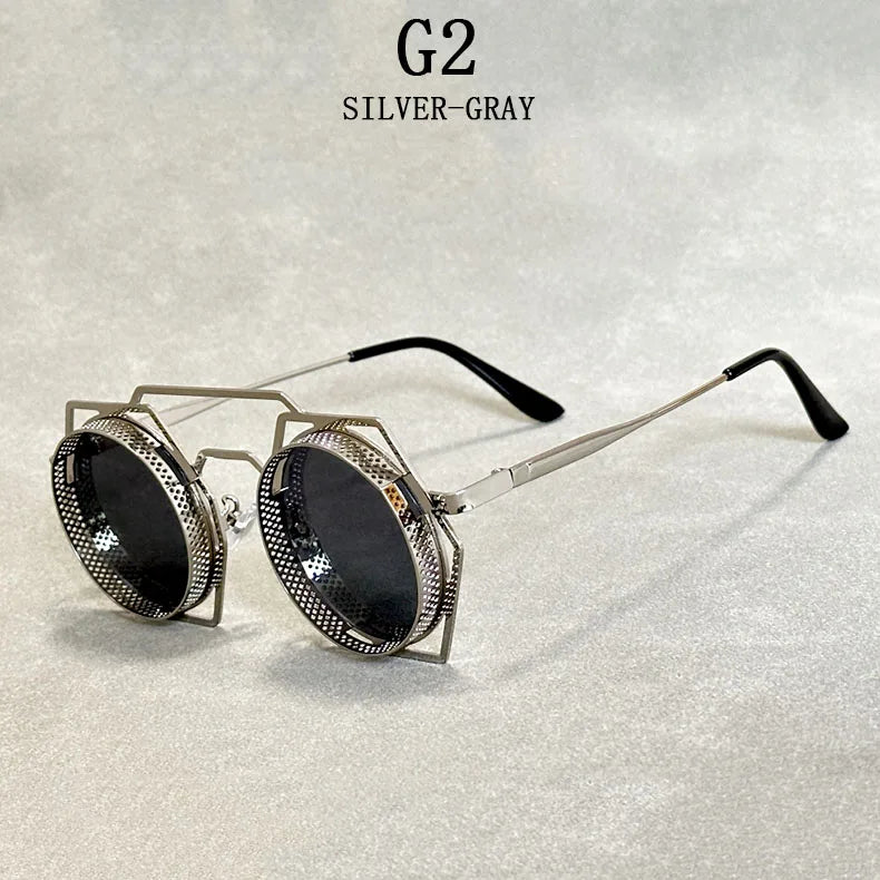 Metal Steampunk Sunglasses For Men Vintage Dropshipping Round Punk Sunglasses Women Retro Fashion Glasses Gafas De Sol Hombre