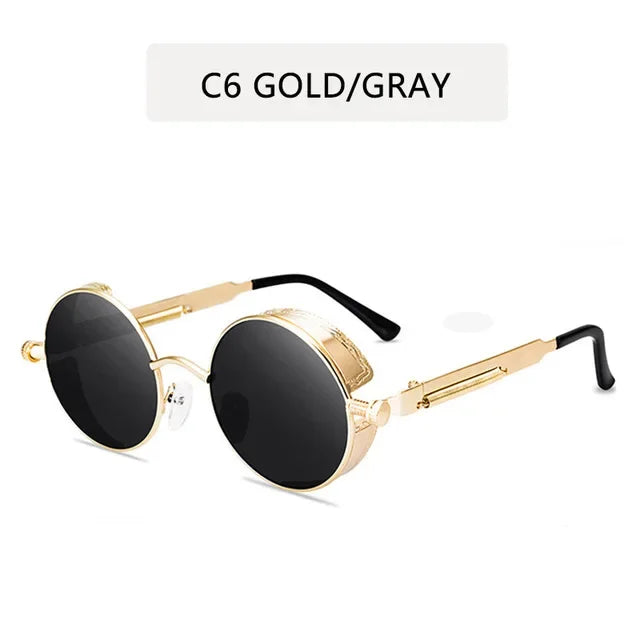 Metal Steampunk Sunglasses Men Women Fashion Round Glasses Brand Designer Vintage Sun Glasses High Quality Oculos de sol UV400