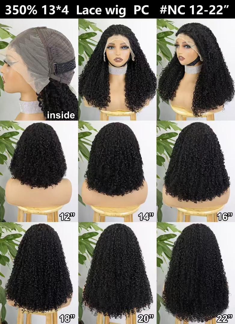Deep Curl 13x4 Lace Front Wig – 100% Human Hair | 350% Density | 12”–22” | Glueless Natural Black