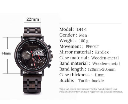 Men's wooden laser watch