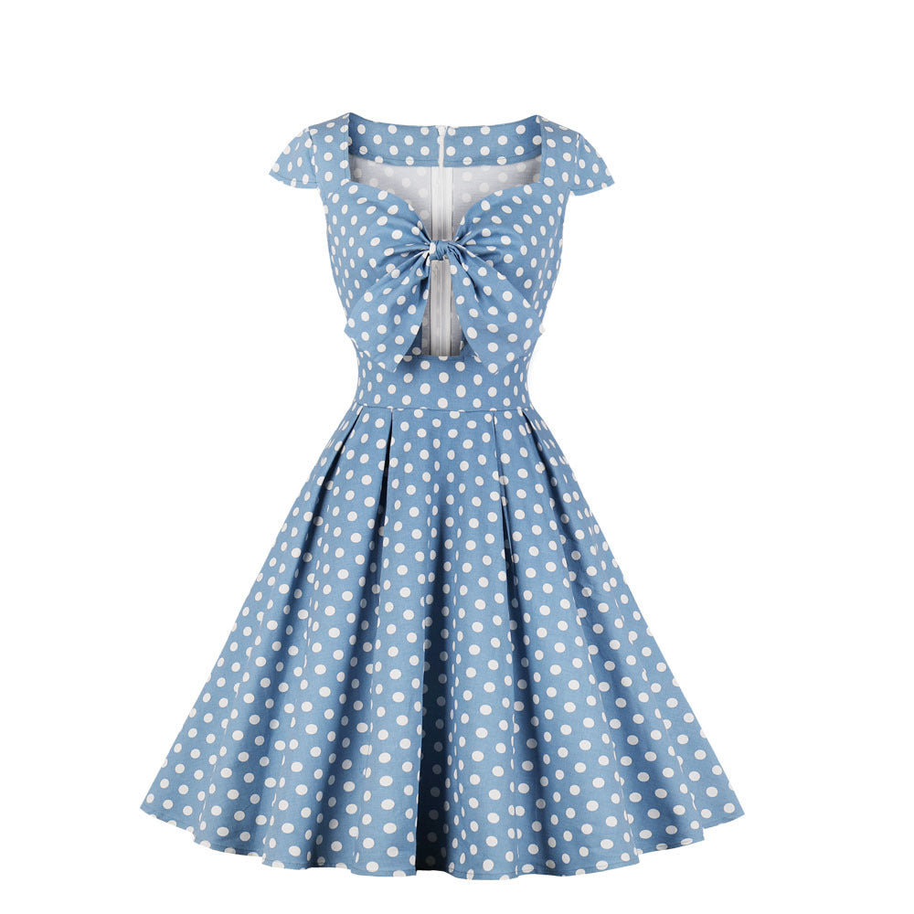 Hepburn style retro polka dot dress