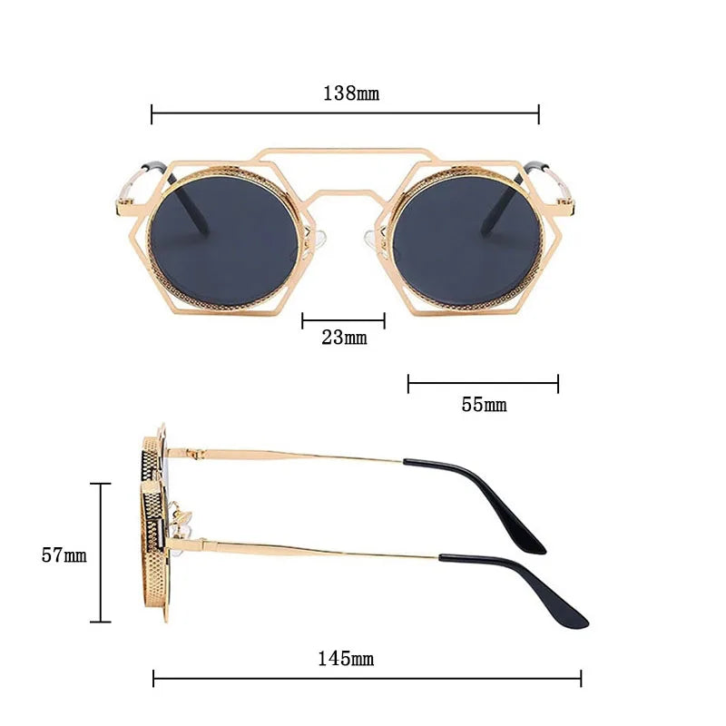 Metal Steampunk Sunglasses For Men Vintage Dropshipping Round Punk Sunglasses Women Retro Fashion Glasses Gafas De Sol Hombre