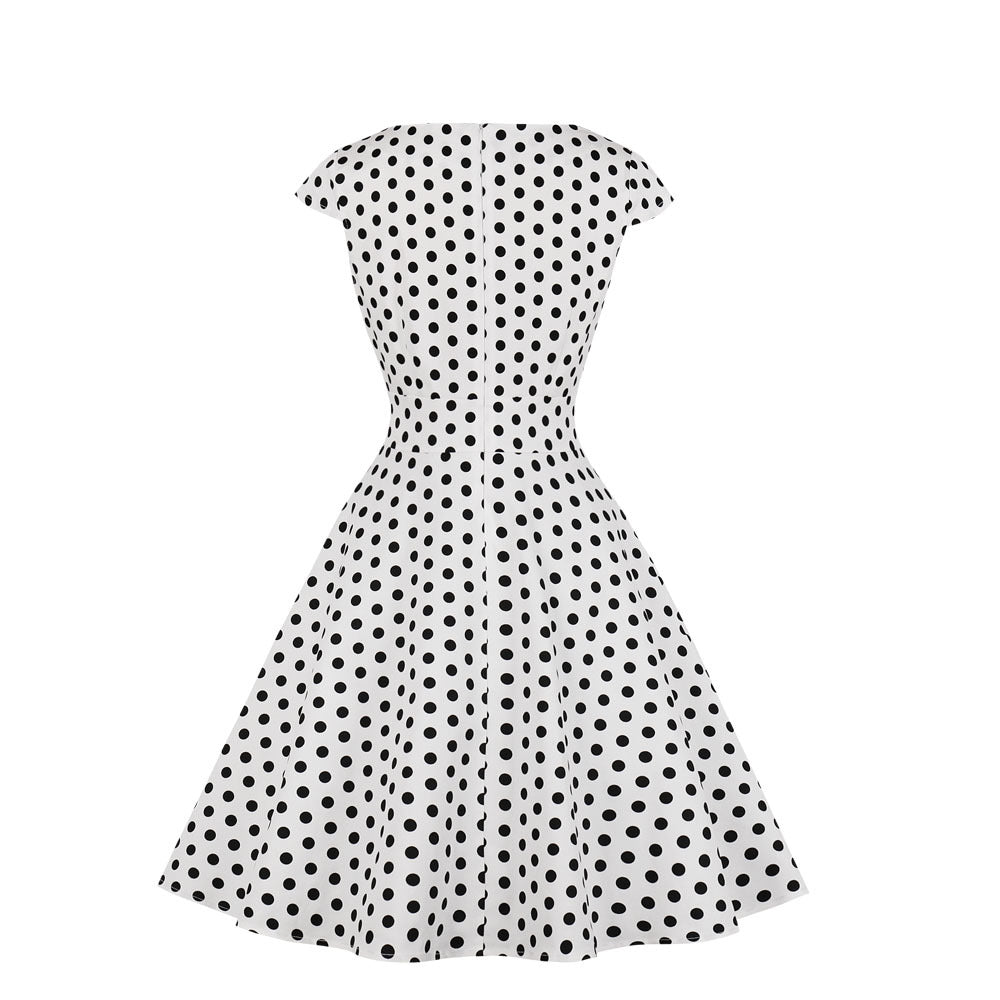 Hepburn style retro polka dot dress