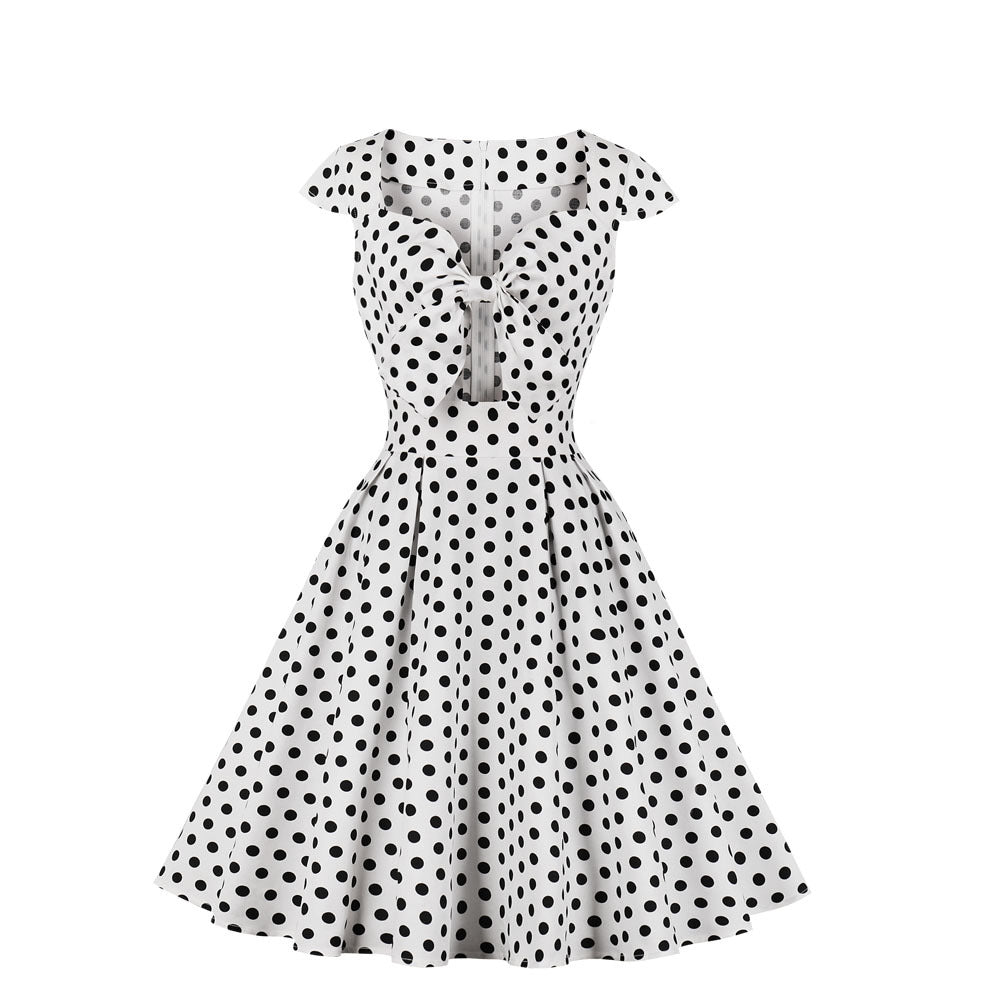 Hepburn style retro polka dot dress