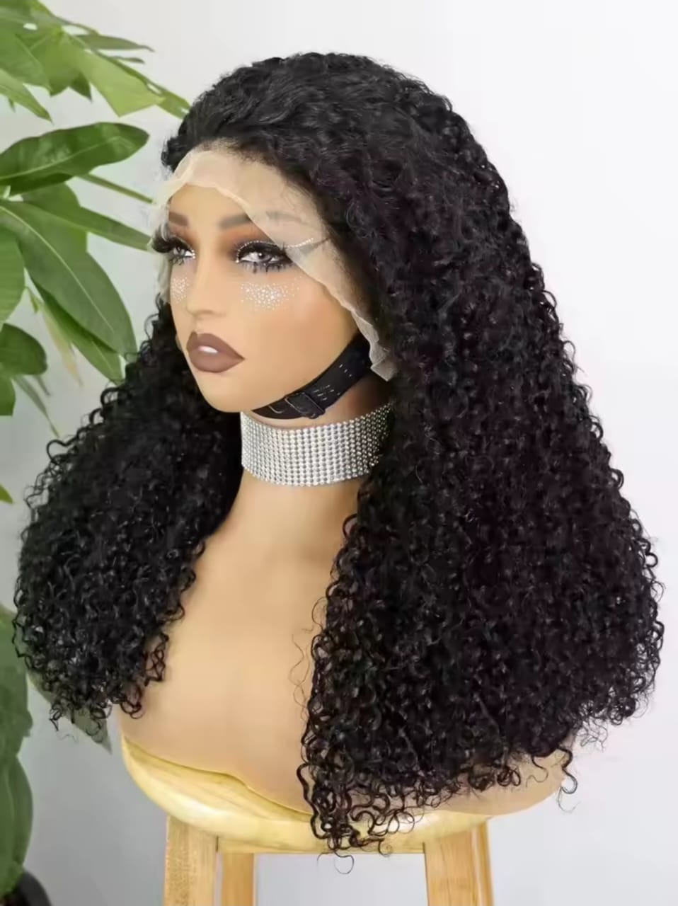 Deep Curl 13x4 Lace Front Wig – 100% Human Hair | 350% Density | 12”–22” | Glueless Natural Black
