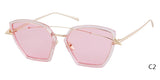 STORY 2018 Brand Arrow Oversized Sunglasses Women Fashion Metal Frame Cat Eye Glass Pink Black Yellow Shades Eyewear Female