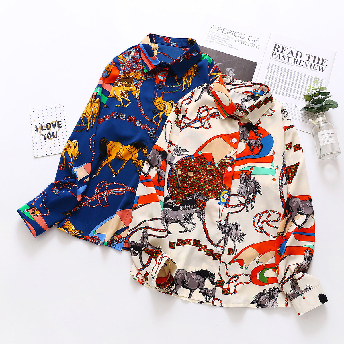 French vintage printed shirt