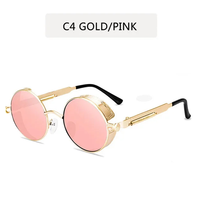 Metal Steampunk Sunglasses Men Women Fashion Round Glasses Brand Designer Vintage Sun Glasses High Quality Oculos de sol UV400