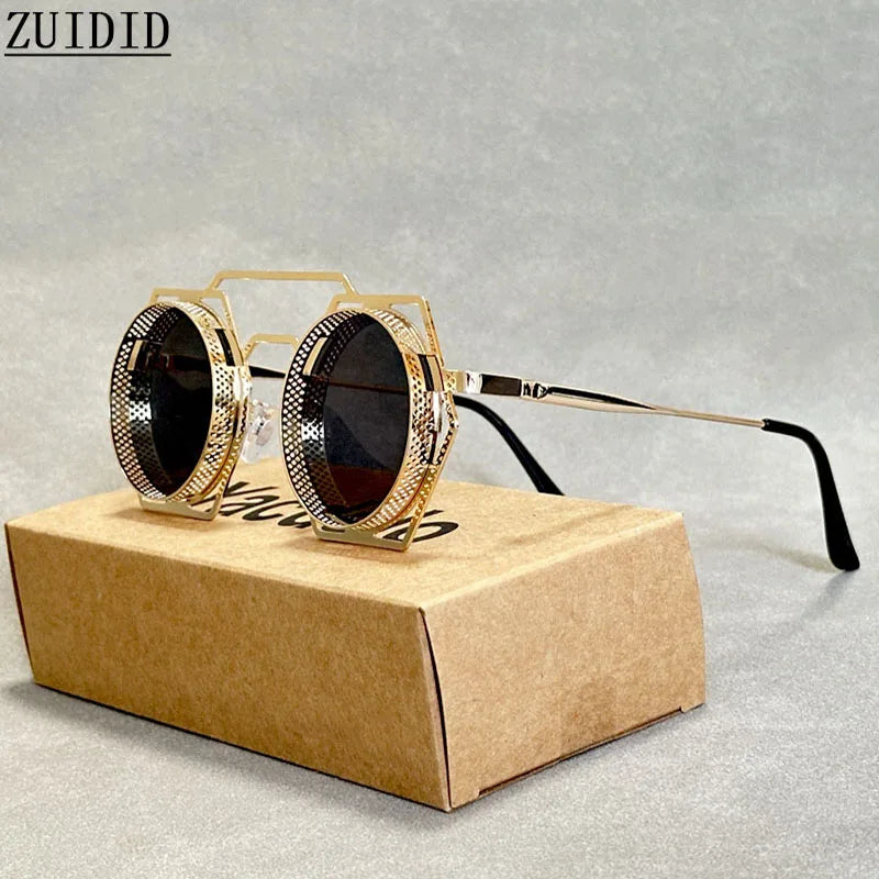 Metal Steampunk Sunglasses For Men Vintage Dropshipping Round Punk Sunglasses Women Retro Fashion Glasses Gafas De Sol Hombre