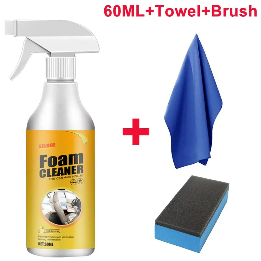 60ml Car Foam Cleaner Automoive Car Interior Leather Plastic Home Wash Maintenance Surfaces Spray Multipurpose Foam Dust Remover