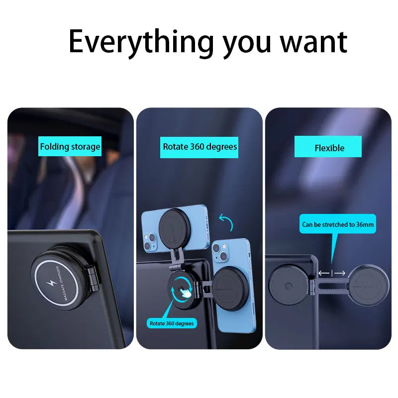 Magnetic Car Phone Holder - Wireless Charger 360 Rotation