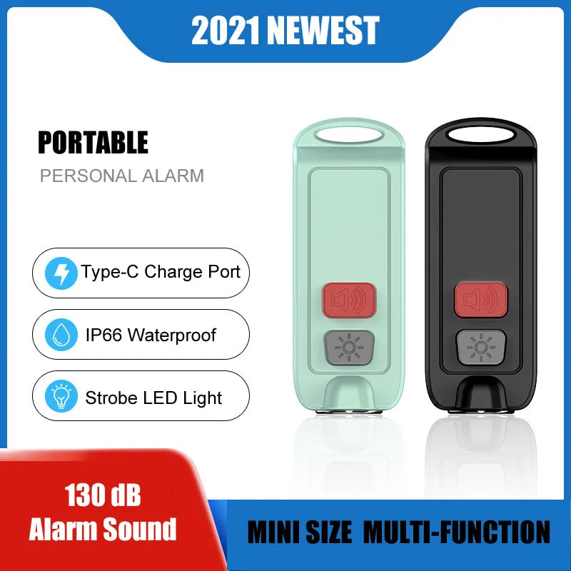 Portable Multi Function Personal Alarm Kit 130DB Sound And Strobe Emergency Flashlight Self Defense For Outdoor Women Kids Safe