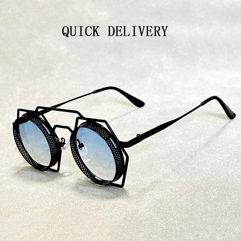 Metal Steampunk Sunglasses For Men Vintage Dropshipping Round Punk Sunglasses Women Retro Fashion Glasses Gafas De Sol Hombre