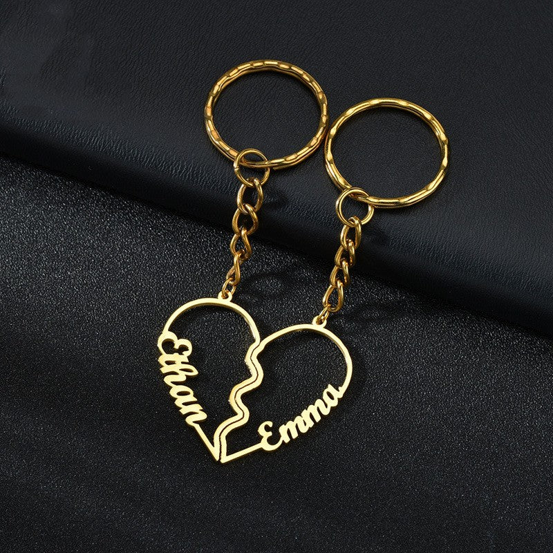 DIY English Letter Stainless Steel Keychain