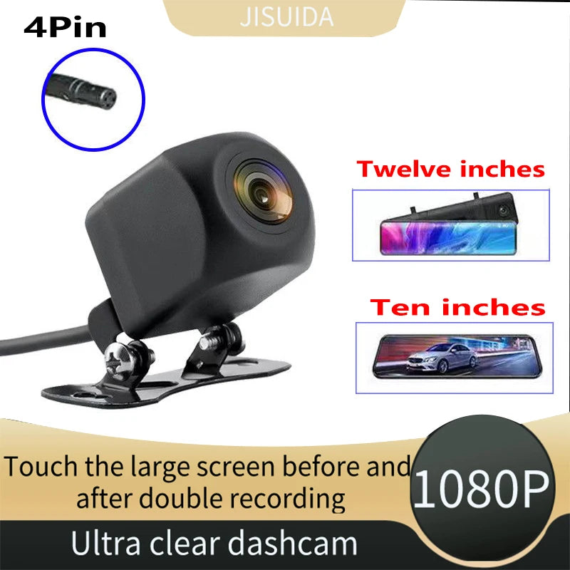 JISUIDA Reverse car rearview mirror dashcam HD streaming 10-inch display 4-pin 1080P waterproof reverse image reverse camera