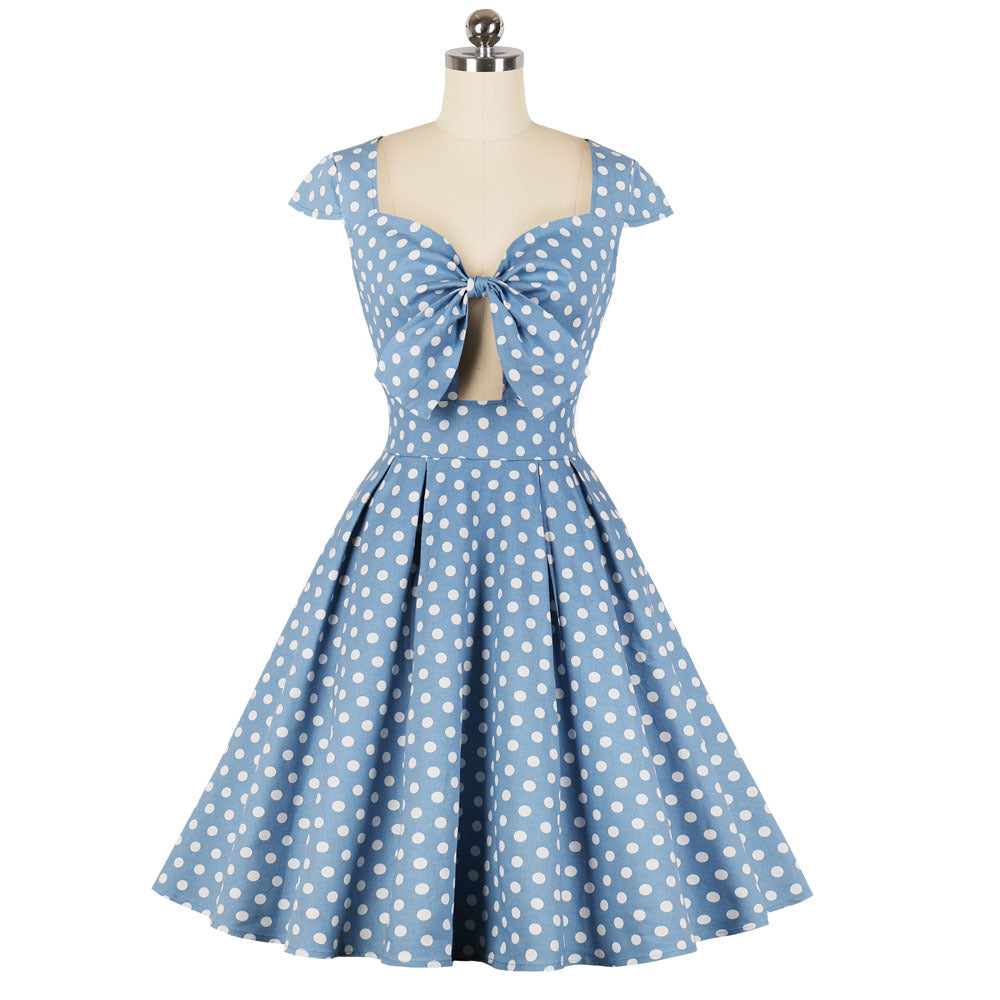 Hepburn style retro polka dot dress