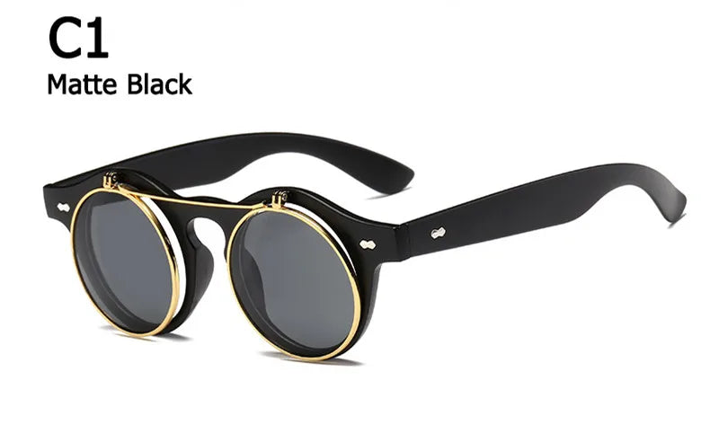 Fashion Retro Round Steampunk Sunglasses Men Brand Designer Vintage Steam Punk Sun Glasses Women oculos gafas de sol