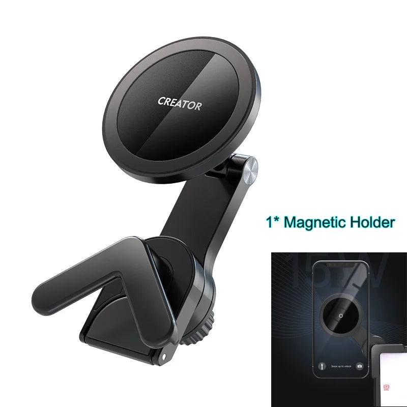 Magnetic Car Phone Holder for Tesla Model Y 3 Highland 2024 Display APP Foldable Mount Wireless Charging for iPhone 12 13 14 15