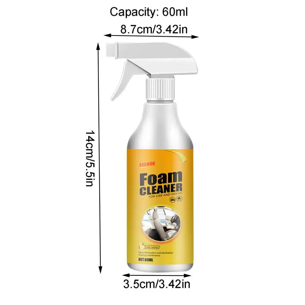 60ml Car Foam Cleaner Automoive Car Interior Leather Plastic Home Wash Maintenance Surfaces Spray Multipurpose Foam Dust Remover