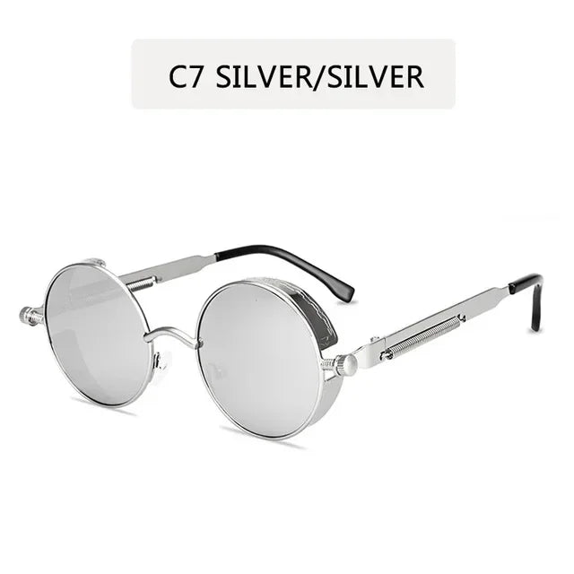 Metal Steampunk Sunglasses Men Women Fashion Round Glasses Brand Designer Vintage Sun Glasses High Quality Oculos de sol UV400