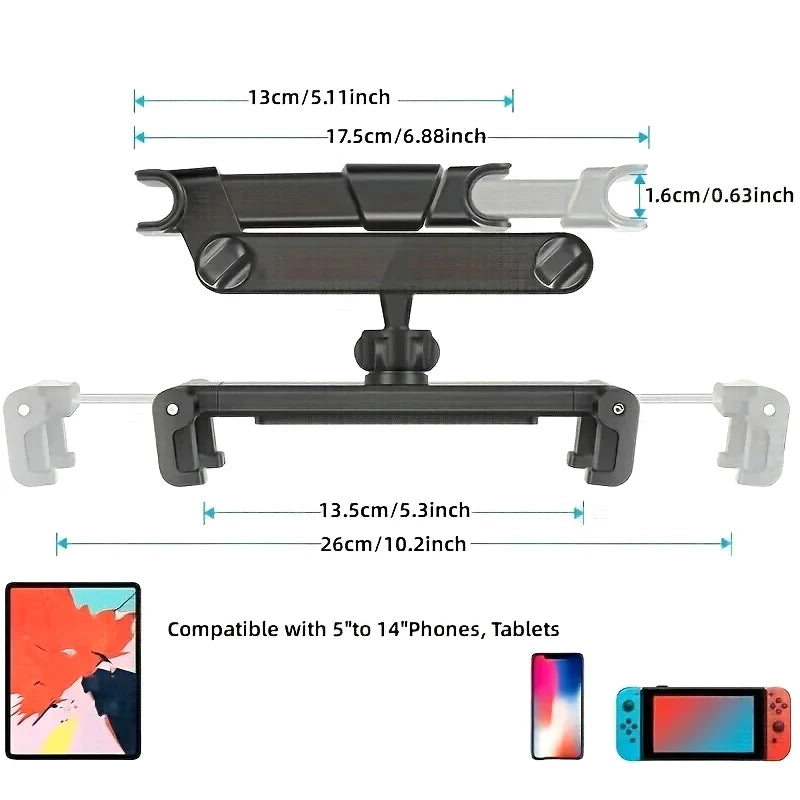 Car Tablet Holder Headrest Tablet Mount Headrest Stand Cradle Compatible With Devices For Cell Phones And Tablets