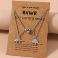 European and American Small Dinosaur Love Magnetic Button Necklace Set