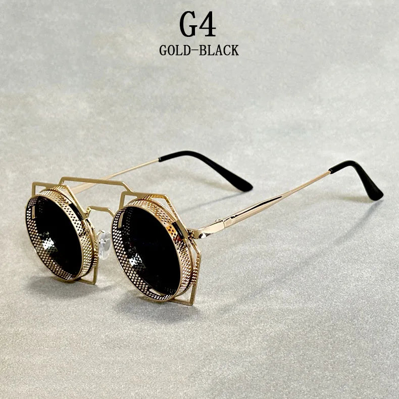 Metal Steampunk Sunglasses For Men Vintage Dropshipping Round Punk Sunglasses Women Retro Fashion Glasses Gafas De Sol Hombre