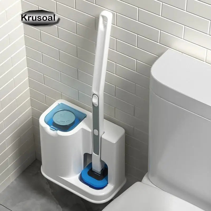 Disposable Toilet Brush with Replacement Brush Head Wall-Mounted No