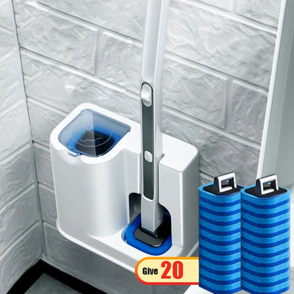 Disposable Toilet Brush with Replacement Brush Head Wall-Mounted No