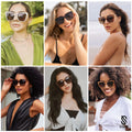 Libra Polarized Sunglasses For Women Retro Womens Oversized Square Cat Eye Sun Glasses UV Protection SJ2206 Blue Pattern