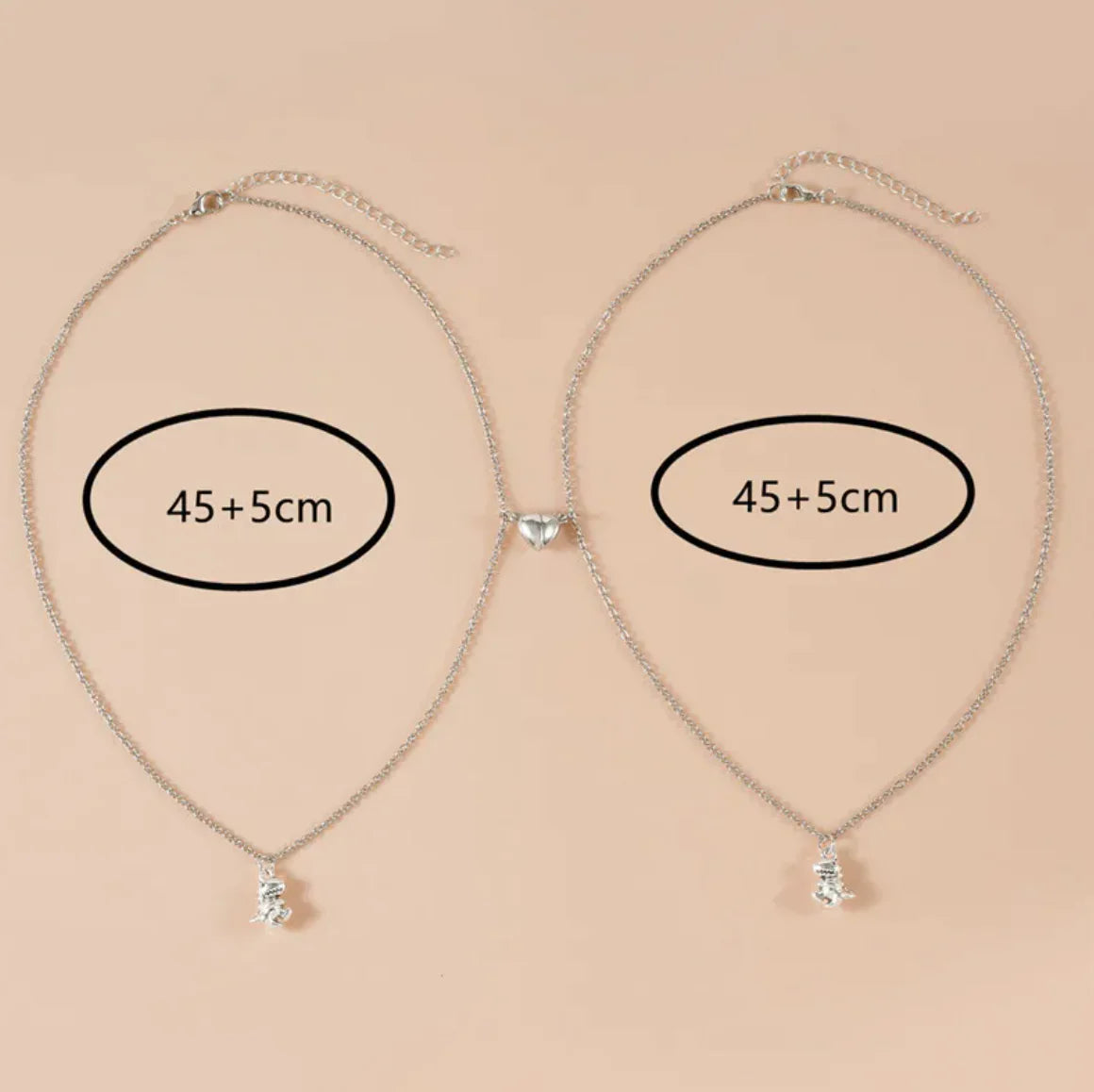 European and American Small Dinosaur Love Magnetic Button Necklace Set