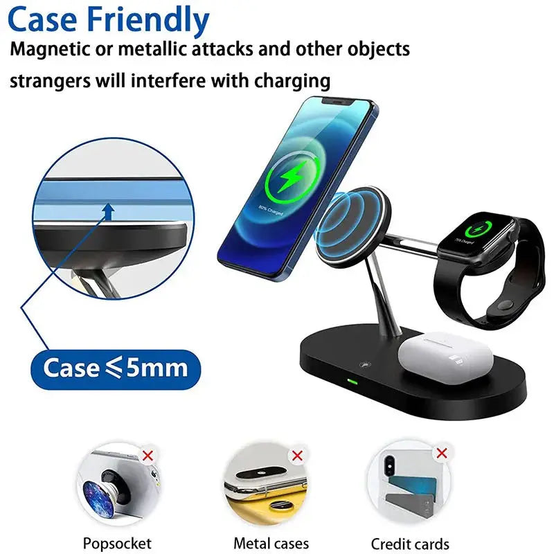 3 in 1 Wireless Charger Stand Magnetic For iPhone 12 13 14 15 16 Fast