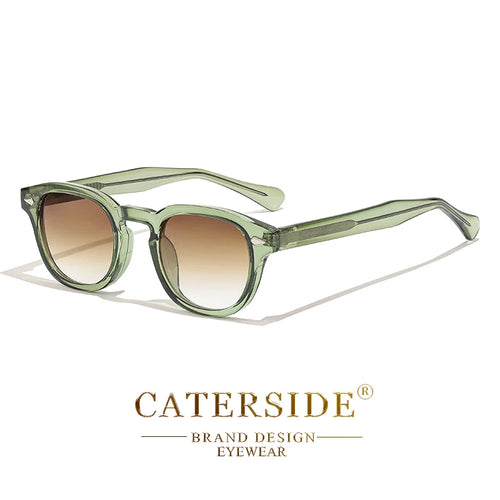 CATERSIDE Retro Round Men Sunglasses Punk Propionic Acid Pin Temple