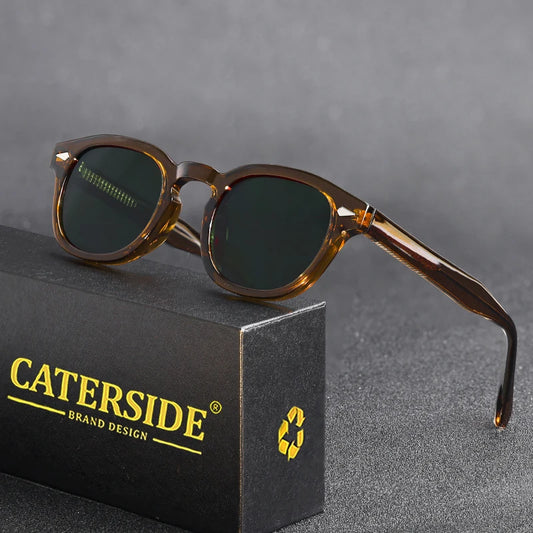 CATERSIDE Retro Round Men Sunglasses Punk Propionic Acid Pin Temple