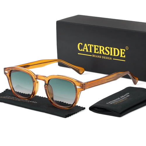 CATERSIDE Retro Round Men Sunglasses Punk Propionic Acid Pin Temple