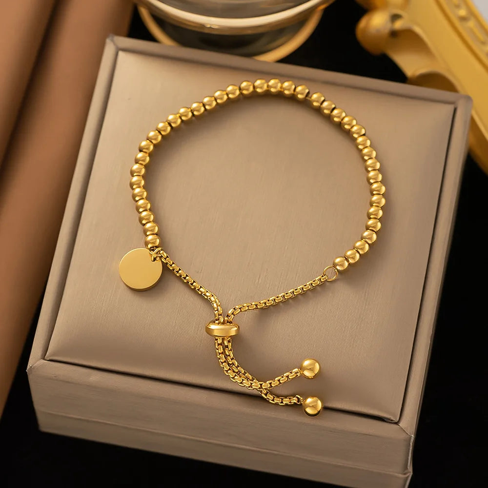 Small Ball Beads Pull Out Stainless Bracelet