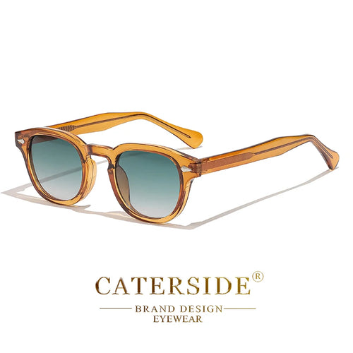 CATERSIDE Retro Round Men Sunglasses Punk Propionic Acid Pin Temple