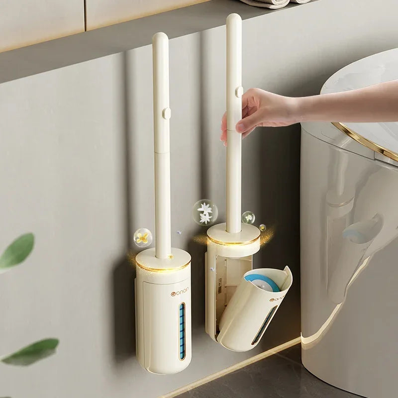 Toilet Brush Wall-Mounted Cleaning Tool for Bathroom