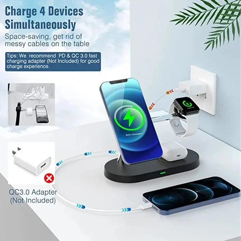3 in 1 Wireless Charger Stand Magnetic For iPhone 12 13 14 15 16 Fast