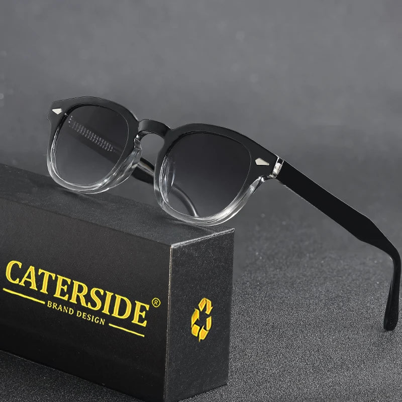 CATERSIDE Retro Round Men Sunglasses Punk Propionic Acid Pin Temple