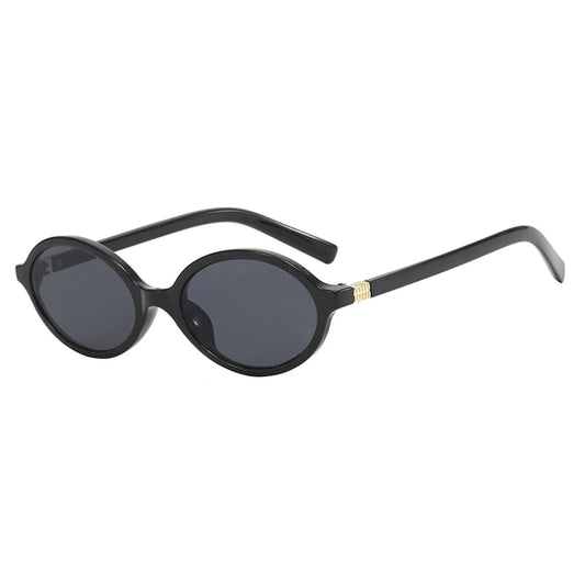 Limited Edition Black Frame Sunglasses Oval Flat Mirror Small Frame