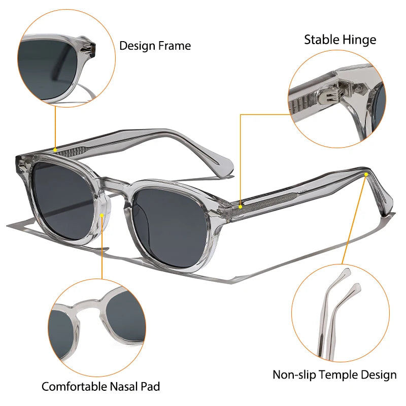 CATERSIDE Retro Round Men Sunglasses Punk Propionic Acid Pin Temple