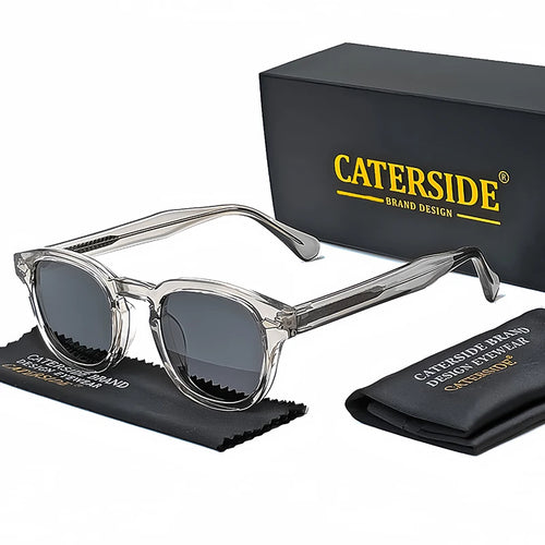 CATERSIDE Retro Round Men Sunglasses Punk Propionic Acid Pin Temple