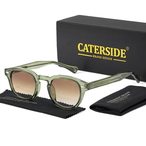 CATERSIDE Retro Round Men Sunglasses Punk Propionic Acid Pin Temple