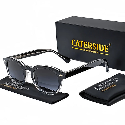 CATERSIDE Retro Round Men Sunglasses Punk Propionic Acid Pin Temple