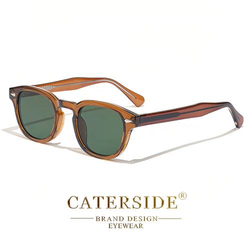 CATERSIDE Retro Round Men Sunglasses Punk Propionic Acid Pin Temple