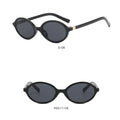 Limited Edition Black Frame Sunglasses Oval Flat Mirror Small Frame