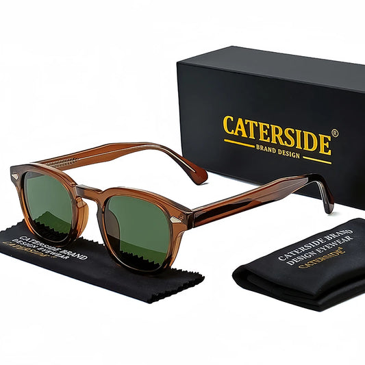 CATERSIDE Retro Round Men Sunglasses Punk Propionic Acid Pin Temple